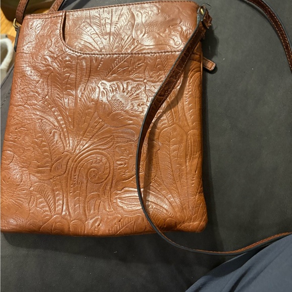 margot Handbags - Margo Embossed Brown Leather Crossbody Bag
